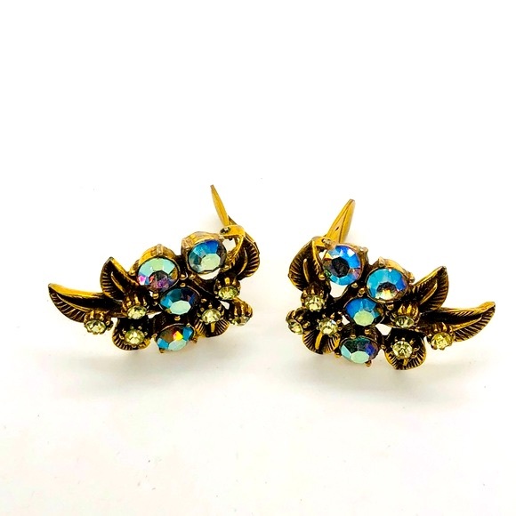 Vintage FLORENZA Rhinestone Earrings - Picture 7 of 7